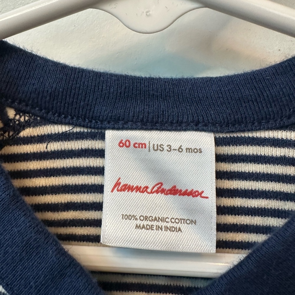 Hanna Andersson Baby Kimono Long Sleeve Bodysuit Blue/White Stripe (Sz 60/3-6Mo) - Picture 4 of 4